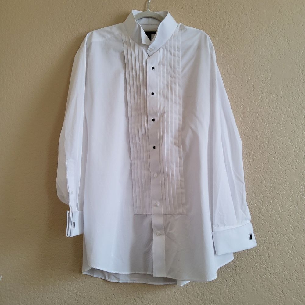 Madison Formal Wingtip Tuxedo Pleated Dress Shirt Size 2XL White New